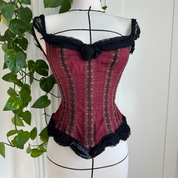other Tops - Vintage Burgandy Boned Costume Corset